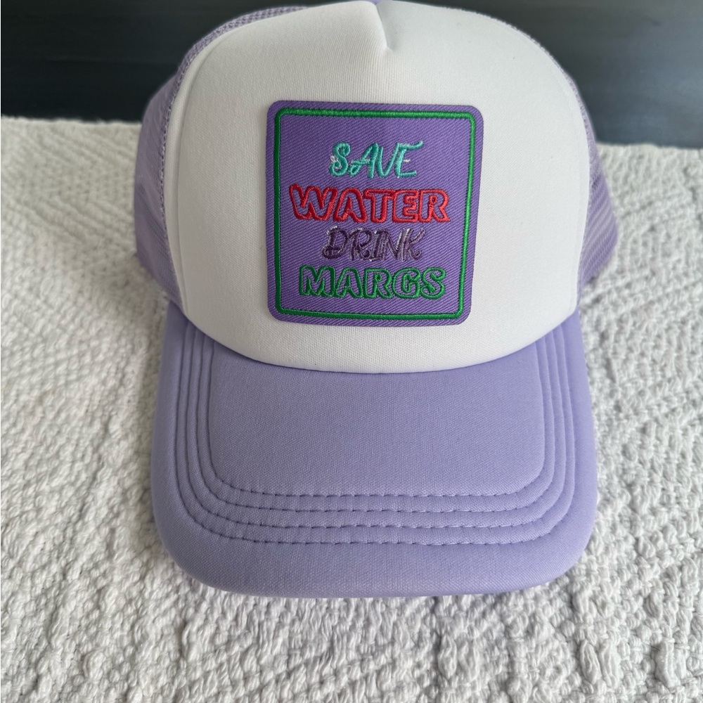 Purple and White Trucker Hat - Save Water Drink Margs